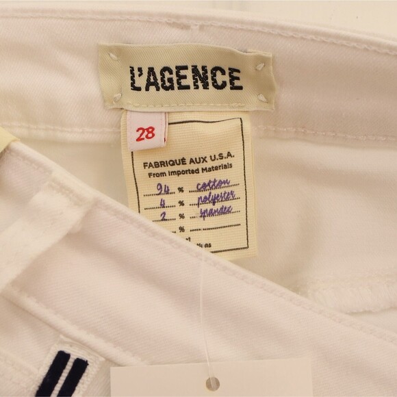 L'agence Margot Navy Stripes Skinny High Rise 28 White Jeans Pant Denim NWT B55 - Picture 5 of 6